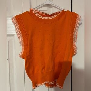 Pant store orange and white top